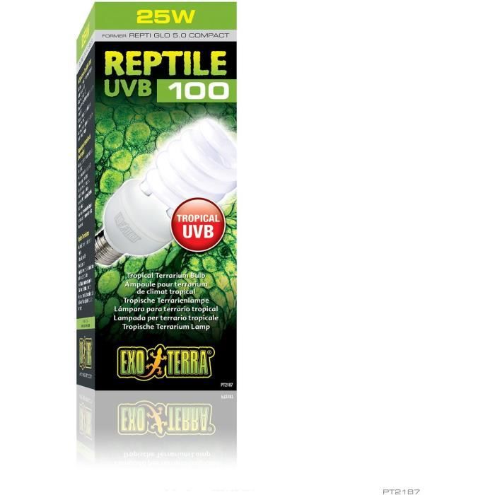 EXO TERRA UVB Fluorescent Bulb for Terrarium - Reptile UVB 100 - Tropical and Subtropical Climate 26W