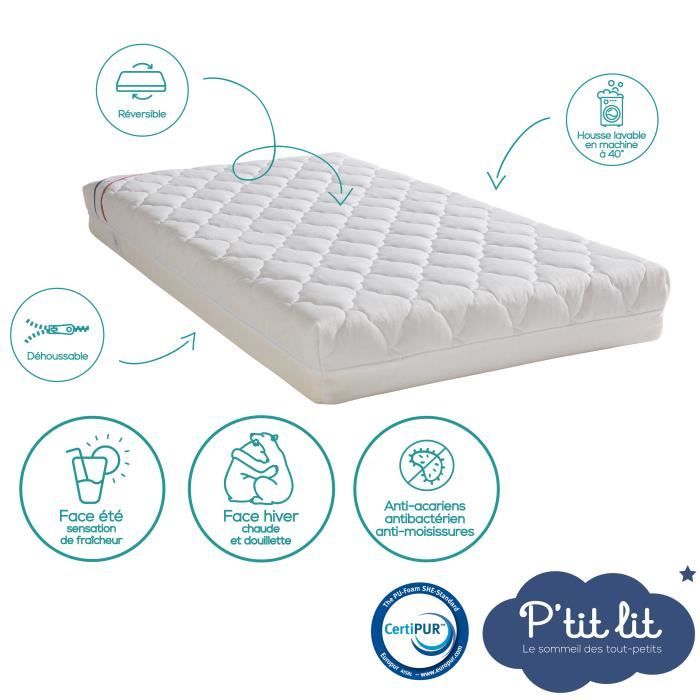 Air-Conditioned Baby Mattress - 60x120x10 cm - Reversible