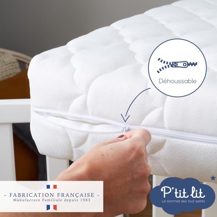 Bamboo Baby Mattress - 70 x 140 x 10 cm - Soft Viscose - Removable Cover 70x140x10