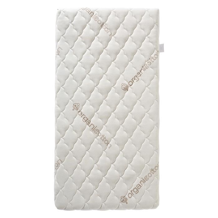 Organic Cotton Baby Mattress - 60 x 120 x 10 cm - 100% Cotton - Removable Cover 60x120x10