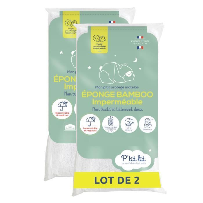 Set of 2 Bamboo Baby Mattress Protectors - 40x80 cm - Waterproof - Soft Viscose