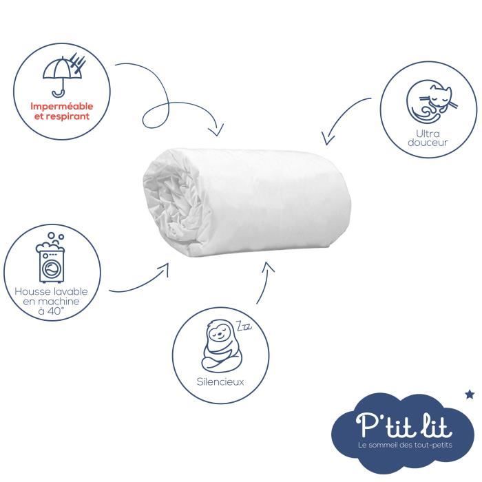 Set of 2 Bamboo Baby Mattress Protectors - 40x80 cm - Waterproof - Soft Viscose