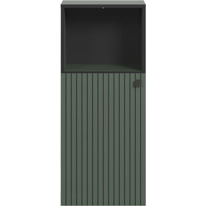PURE BLISS Bathroom Cabinet - Low Storage Unit - W40 x H95 x D31cm - Sage Green and Black