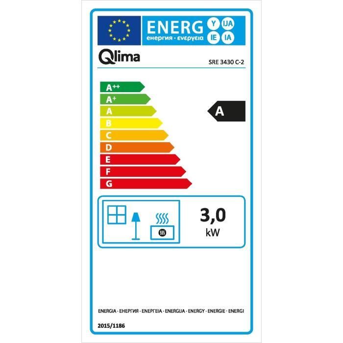 QLIMA SRE3430C2 3 kW Electronic Kerosene Heater for Rooms up to 120m³/48m², Odor Control System
