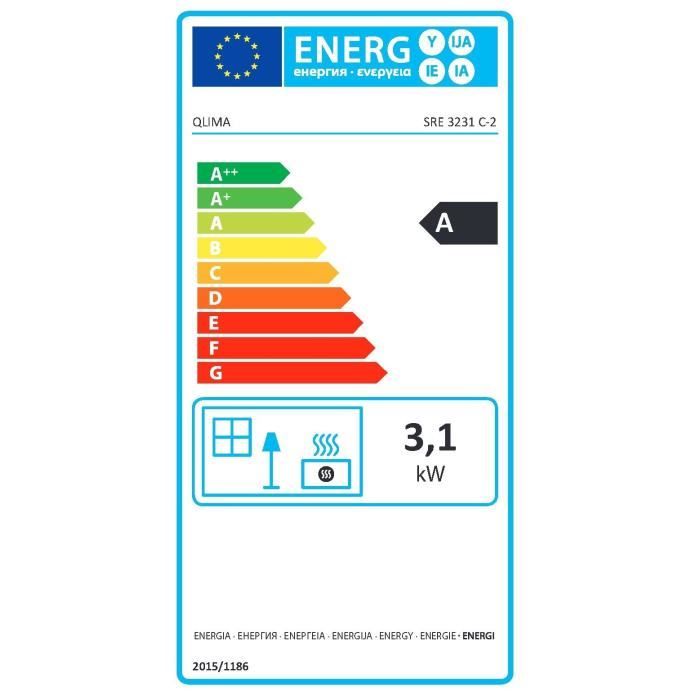 Qlima SRE 3231C2 3.1 kW Electronic Kerosene Heater for Rooms up to 48m², Odor Control System