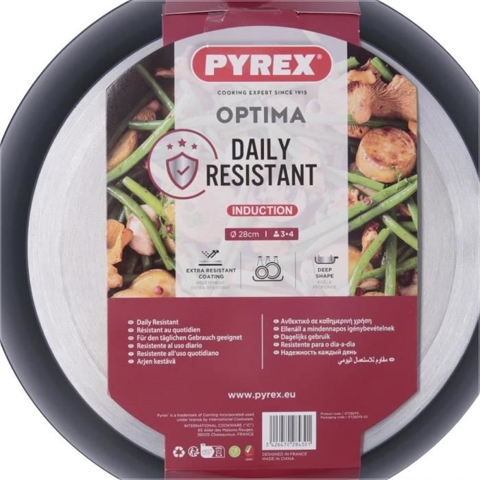 PYREX Deep Frying Pan - Forged Aluminum - Non-stick - 28 cm - PFAS-free