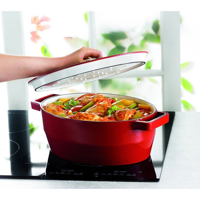 PYREX Slow Cook Oval Casserole 5.8 L Red - Compatible with All Fires Except Induction