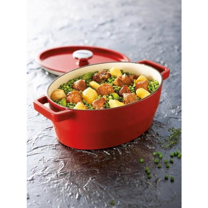 PYREX Slow Cook Oval Casserole 5.8 L Red - Compatible with All Fires Except Induction