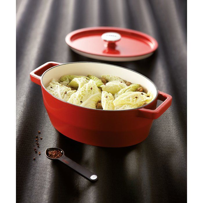 PYREX Slow Cook Oval Casserole 5.8 L Red - Compatible with All Fires Except Induction