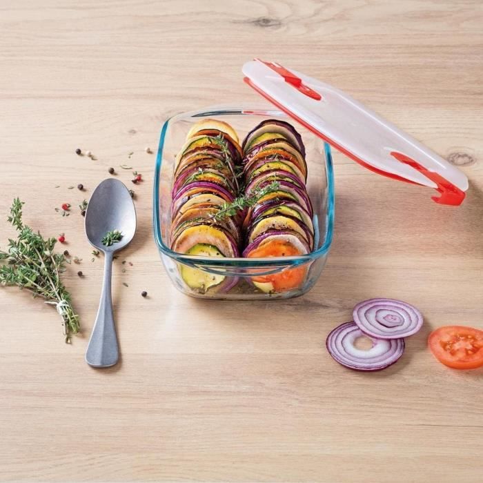 PYREX Rectangular Container with Lid - 17 x 10 cm - 400 ml - Cook & Heat - Borosilicate Glass