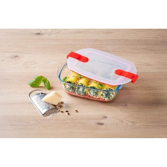 PYREX Rectangular Container with Lid - 17 x 10 cm - 400 ml - Cook & Heat - Borosilicate Glass