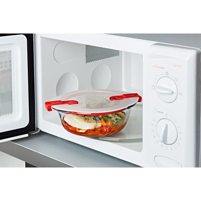 PYREX Set of 3 Lunch Boxes - Cook & Heat - Glass - Round - 1.1 L