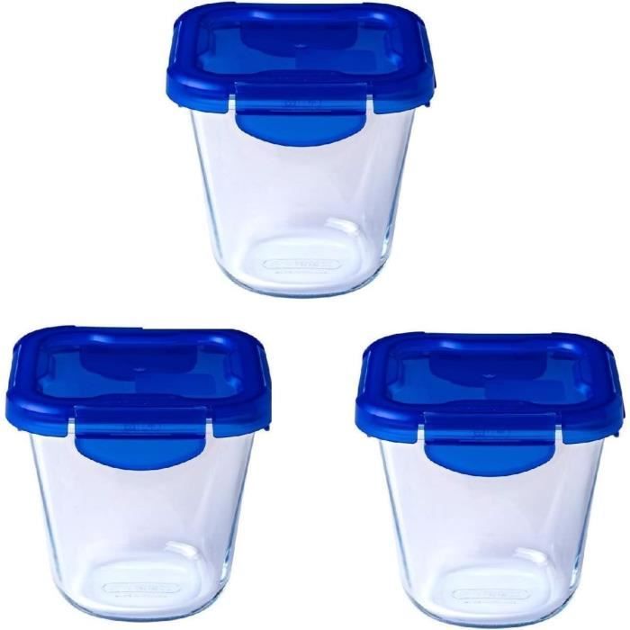 PYREX Set of 3 Pasta Box Storage Containers - Cook&Go - Glass - Airtight - 0.8 L