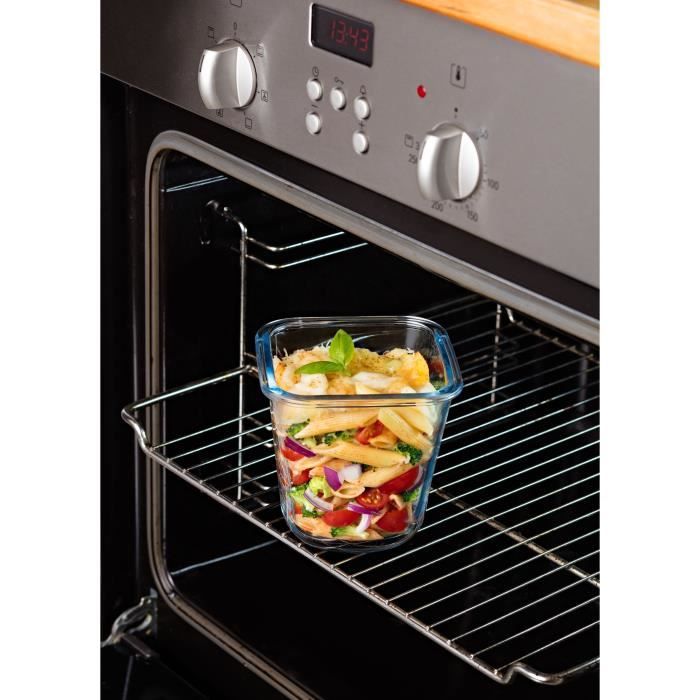 PYREX Set of 3 Pasta Box Storage Containers - Cook&Go - Glass - Airtight - 0.8 L