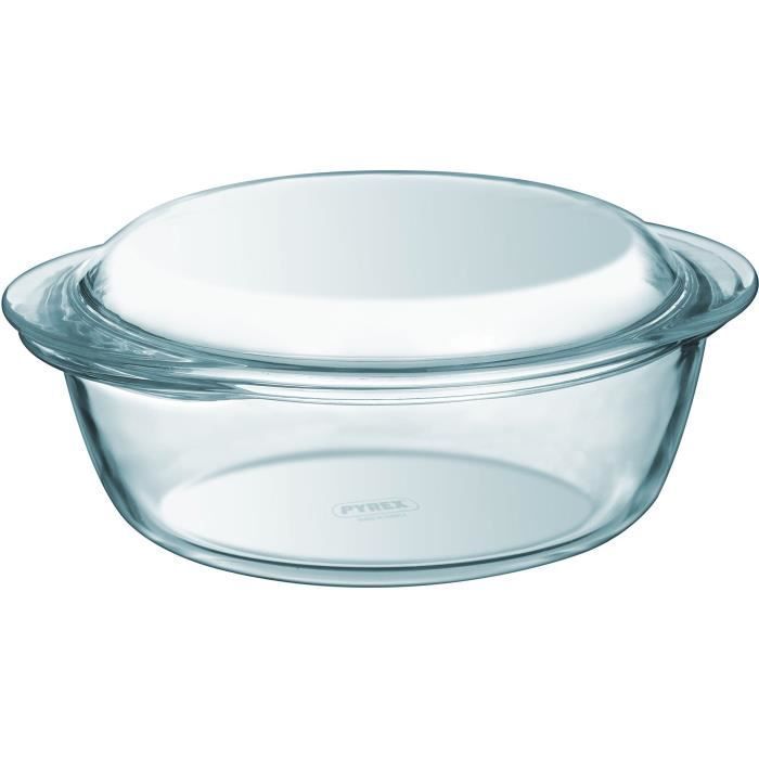 Lot de 2 cocottes - PYREX - Verre - Rond - 1 L