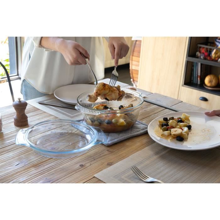Lot de 2 cocottes - PYREX - Verre - Rond - 1 L