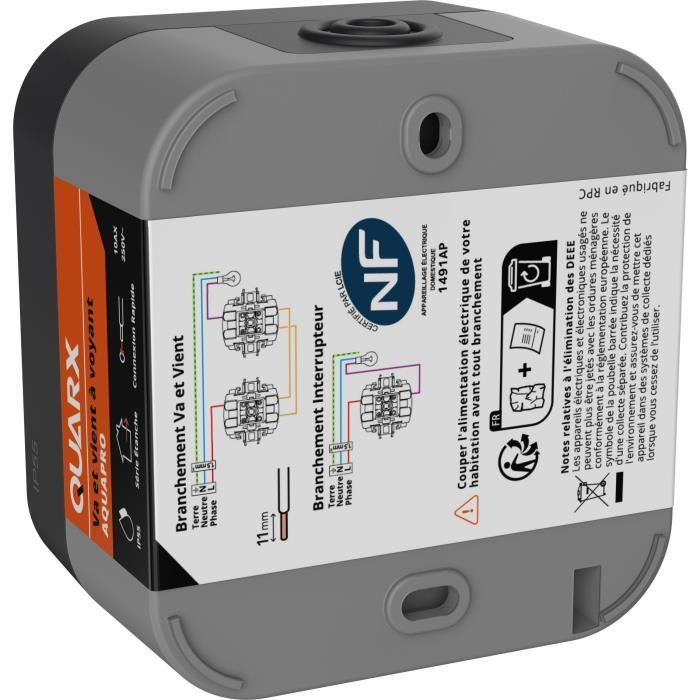 QUARX Aqua Pro Outdoor Two-Way Switch with Indicator Light, IP55, 250V