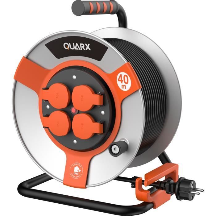 QUARX Construction Site Cable Reel - 40 m - H07RN-F 3G2.5mm² - Metal Drum