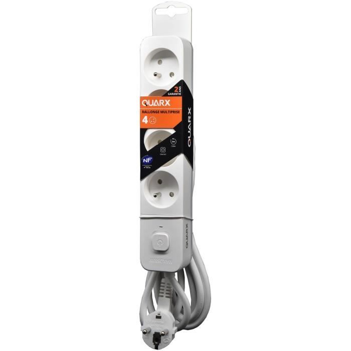 QUARX Power Strip - 4 Outlets - 3 USB Ports - 1.5 m Cable