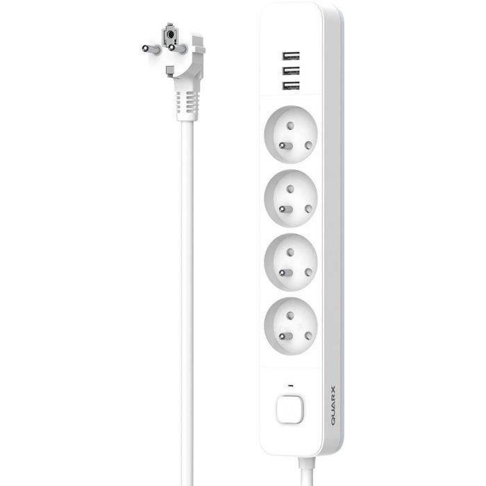 QUARX Power Strip - 4 Outlets - 3 USB Ports - Hardwired