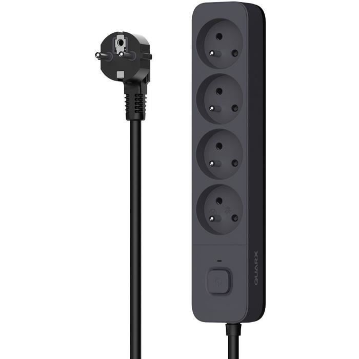 QUARX Power Strip - 4 Outlets - 3 USB Ports - 1.5 m Cable