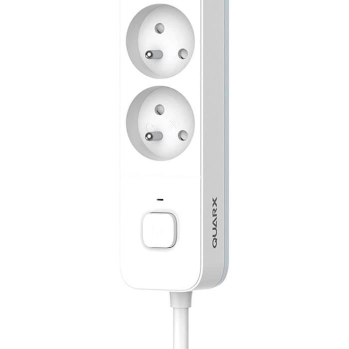 QUARX Power Strip - 5 Outlets - 3 m Cable - Child Protection