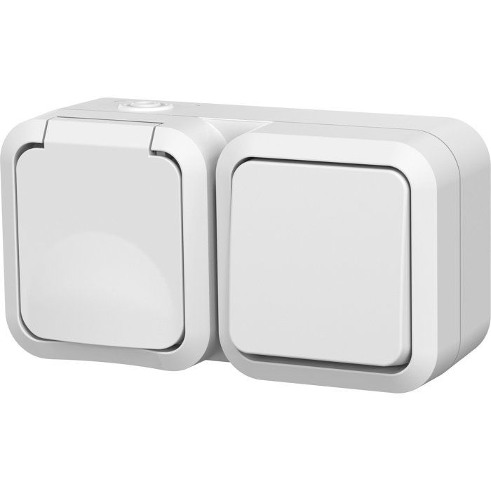 QUARX Aqua Pro Two-Way Switch with 2P+E Socket, IP55, 16A