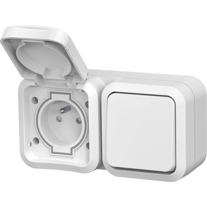 QUARX Aqua Pro Two-Way Switch with 2P+E Socket, IP55, 16A
