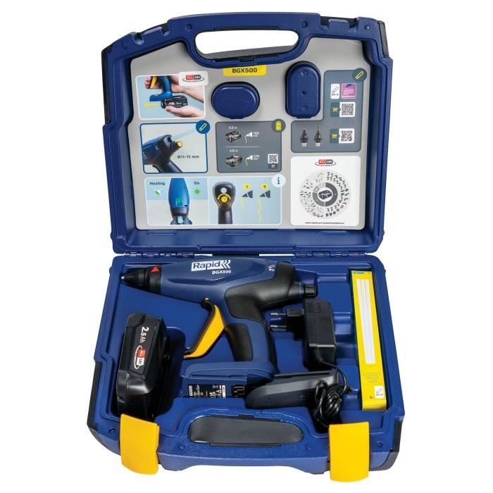 RAPID Glue Gun - BGX500 - 18V Battery - Hot Glue Ø12mm - Case with Battery & Charger