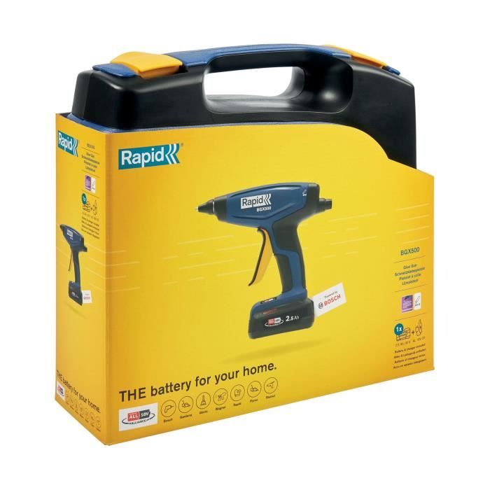 RAPID Glue Gun - BGX500 - 18V Battery - Hot Glue Ø12mm - Case with Battery & Charger