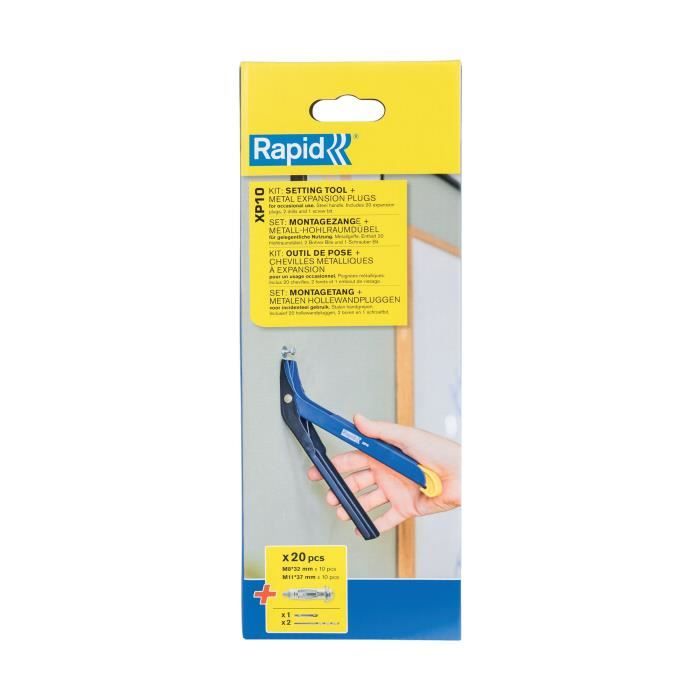 RAPID Wall Anchor Pliers - XP10 - Wall Mounting Starter Kit (Box + Tool + 20 Anchors + 1 Drill Bit) - (5001535)