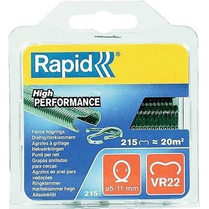 RAPID VR22 Green Plastic-Coated Fencing Staples, Pack of 215