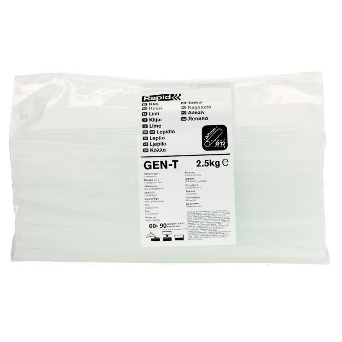 Rapid GEN-T Glue Sticks 12 mm - 2.5 kg - Transparent - Professional