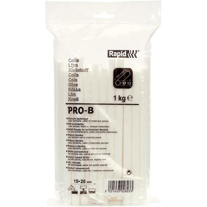 Rapid PRO-B Glue Stick 12 mm - 1 kg - White - Technical Adhesive