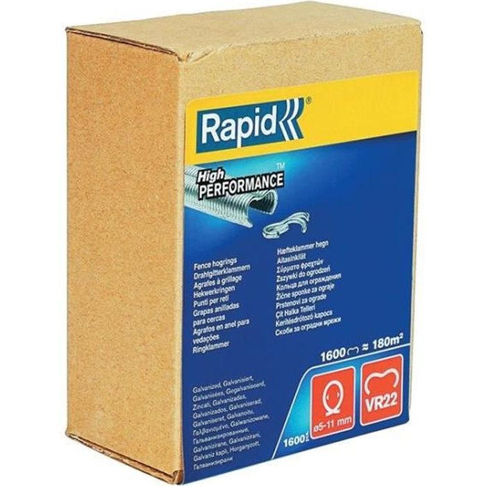 RAPID 1600 Galvanized VR22 Staples, Box of 1600
