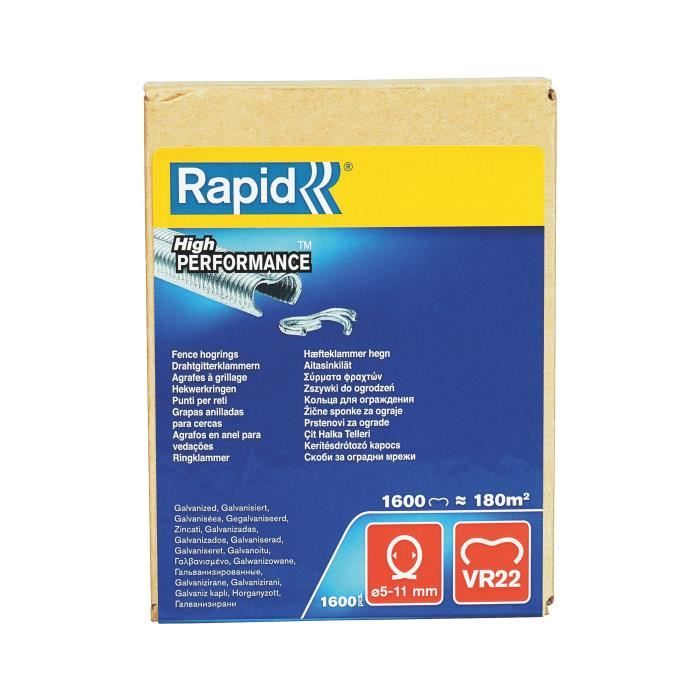 RAPID 1600 Galvanized VR22 Staples, Box of 1600
