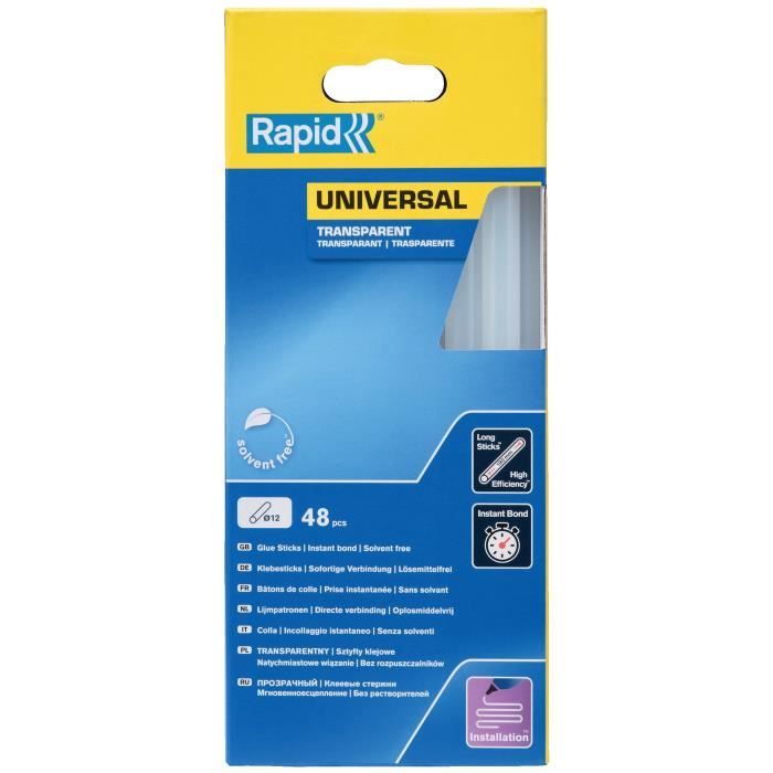 RAPID Transparent Glue Sticks Ø12mm - 48 pcs - 880 g