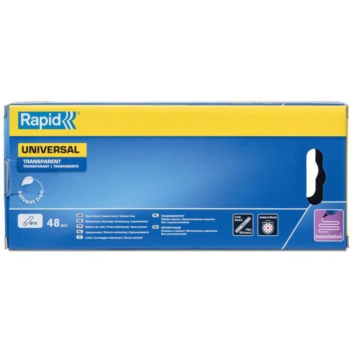 RAPID Transparent Glue Sticks Ø12mm - 48 pcs - 880 g