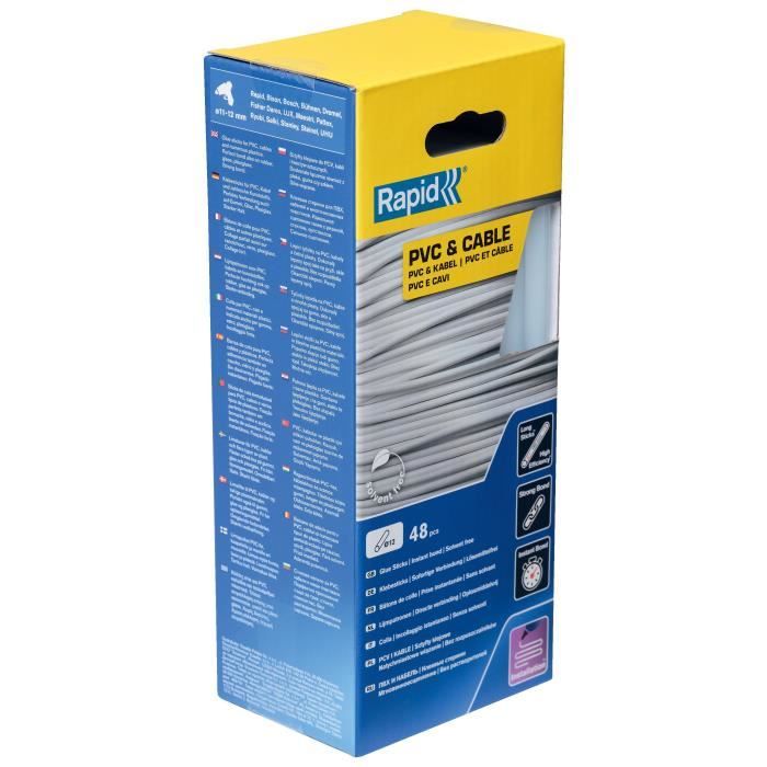 Rapid PVC & Cable Glue Sticks Ø12mm - 190 mm x 48 pcs (880 g) - Hot Glue - Box - (5001413)