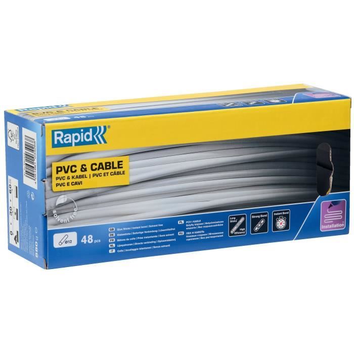 Rapid PVC & Cable Glue Sticks Ø12mm - 190 mm x 48 pcs (880 g) - Hot Glue - Box - (5001413)