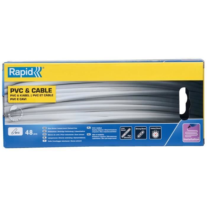 Rapid PVC & Cable Glue Sticks Ø12mm - 190 mm x 48 pcs (880 g) - Hot Glue - Box - (5001413)