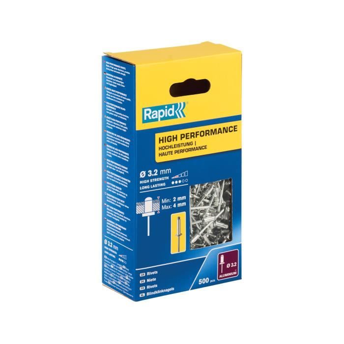 RAPID Aluminum Rivets 3.2 x 8 mm - Box of 500