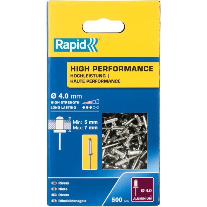 RAPID - Rivets - 4 x 10 mm Aluminum - Box of 500