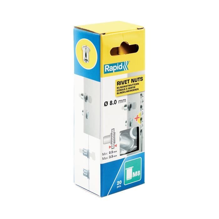 RAPID M8 Rivet Nuts 20 pcs + 1 Ø11mm Drill Bit
