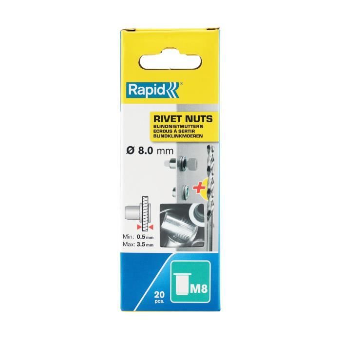 RAPID M8 Rivet Nuts 20 pcs + 1 Ø11mm Drill Bit
