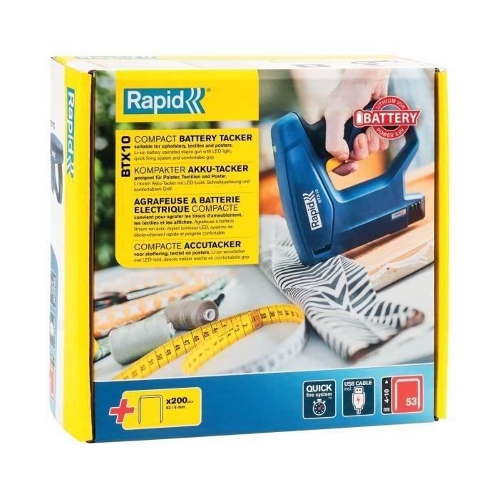 Electric Stapler - RAPID - BTX10 - Cordless - For #53/6-10 mm Staples