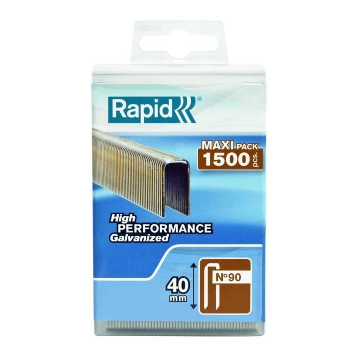 RAPID Galvanized Staples - 90/40 mm - Pack of 1500 - Compatible with RAPID Airtac PBS151