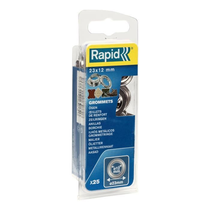 RAPID 25 Reinforcement Eyelets 12 mm – Blister of 25 Pieces – High Quality Aluminum