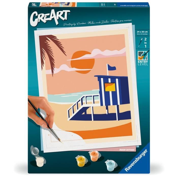 Ravensburger CreArt Paint by Numbers 24x30 cm Beach Cottage Adult 23896