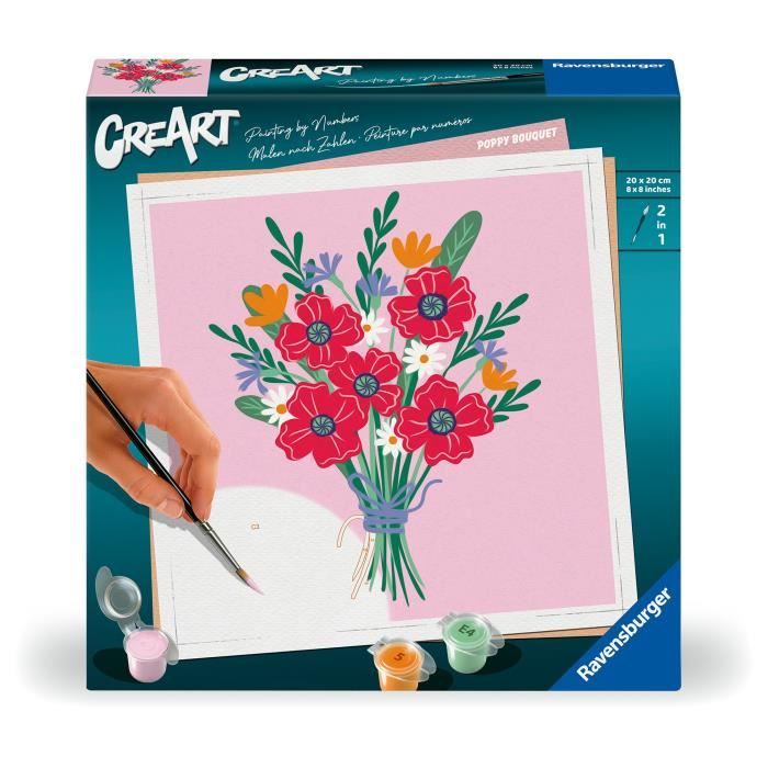 Ravensburger CreArt Paint by Numbers 20x20 cm Poppy Bouquet Adult 25519